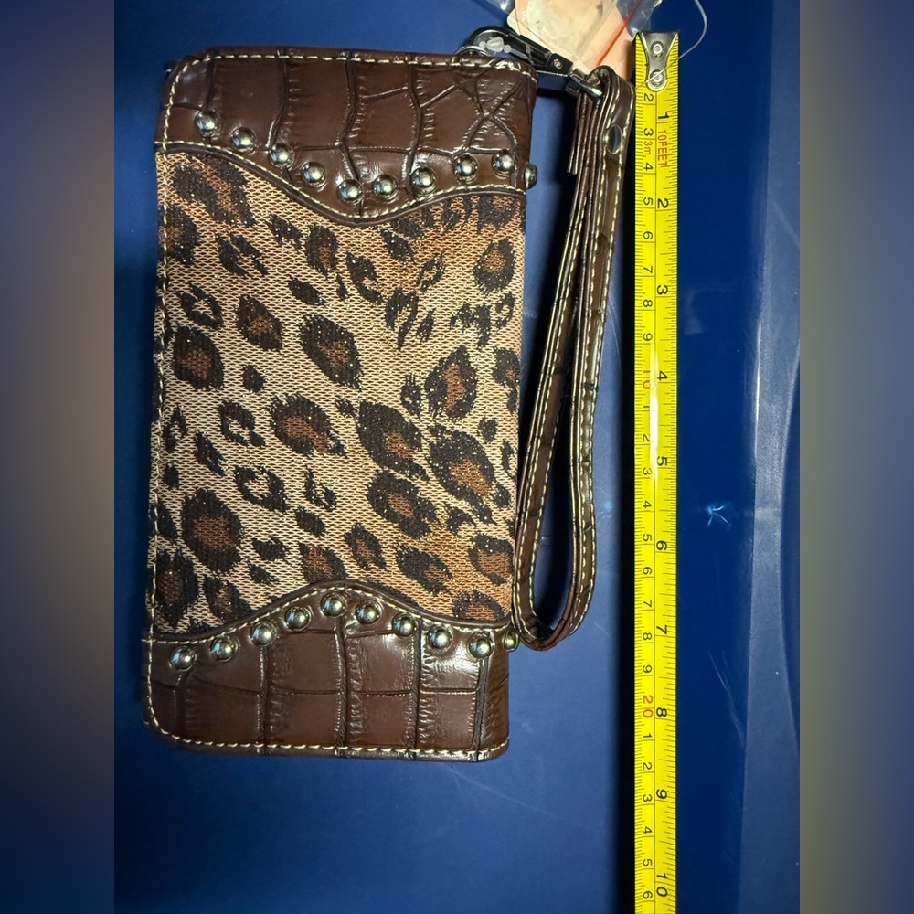 Leopard Print Wristlet with Stud Accents - nwt - snap closure